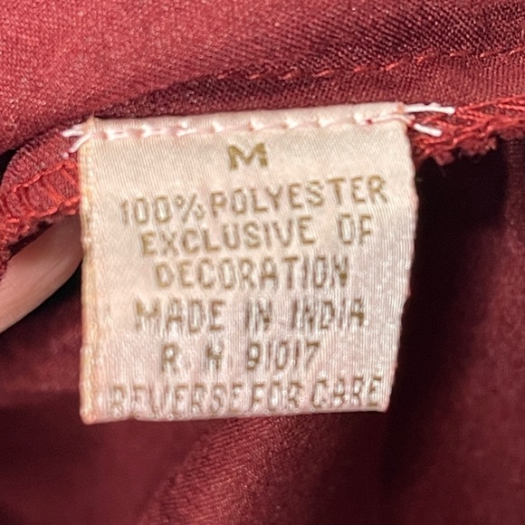 Solitaire Burgundy Embroidered Beaded Boho Chic Skirt Size Medium - Picture 5 of 8